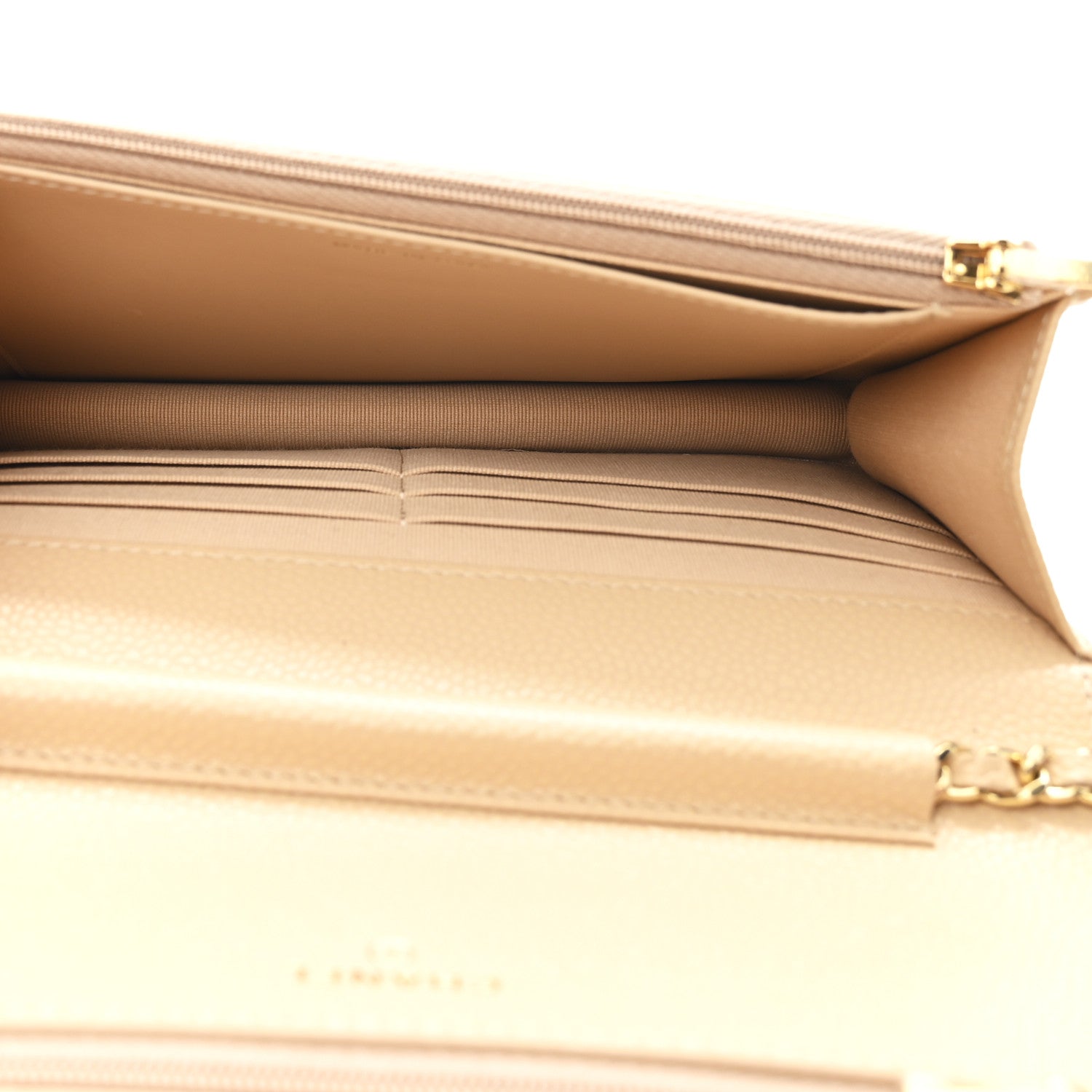 Caviar Quilted Wallet on Chain WOC Beige