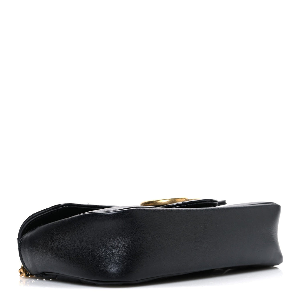 Calfskin Matelasse Super Mini GG Marmont Shoulder Bag Black