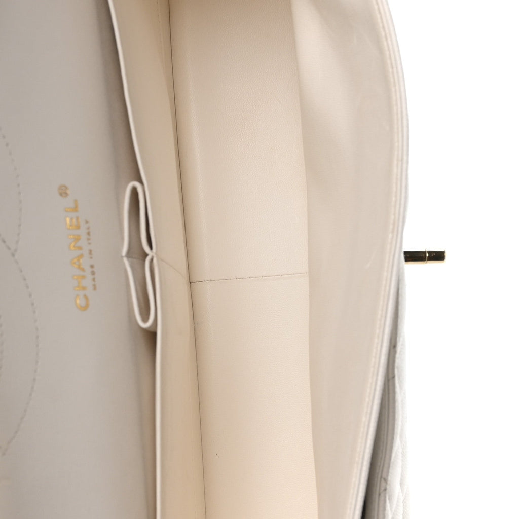 Caviar Quilted Jumbo Double Flap White