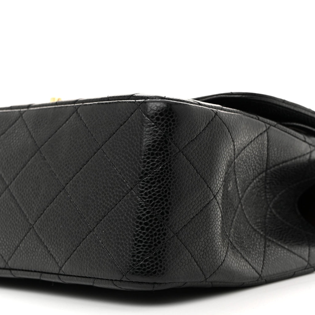 Caviar Quilted Jumbo Double Flap Black