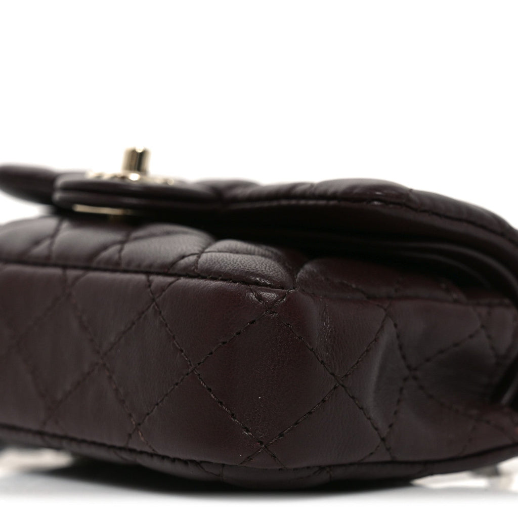 Lambskin Quilted Mini Double Flap With Hook Dark Brown
