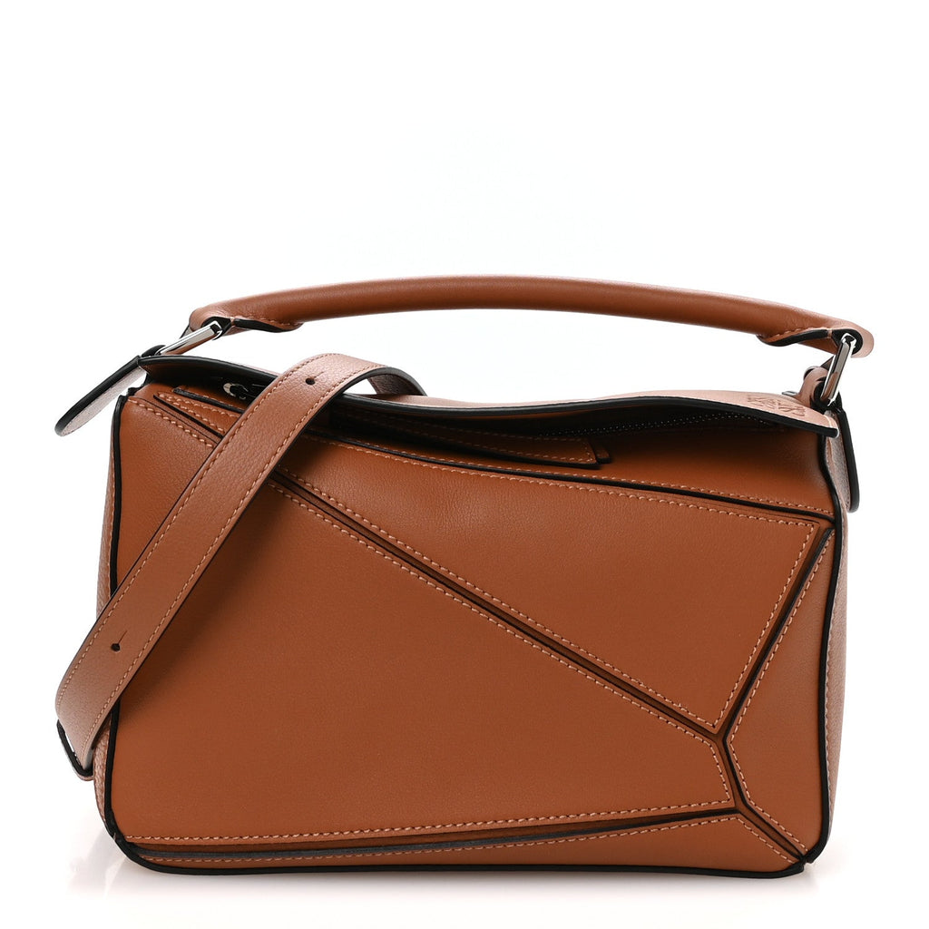 Calfskin Small Puzzle Edge Bag Tan