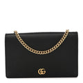 Dollar Calfskin Mini GG Marmont Chain Wallet Black