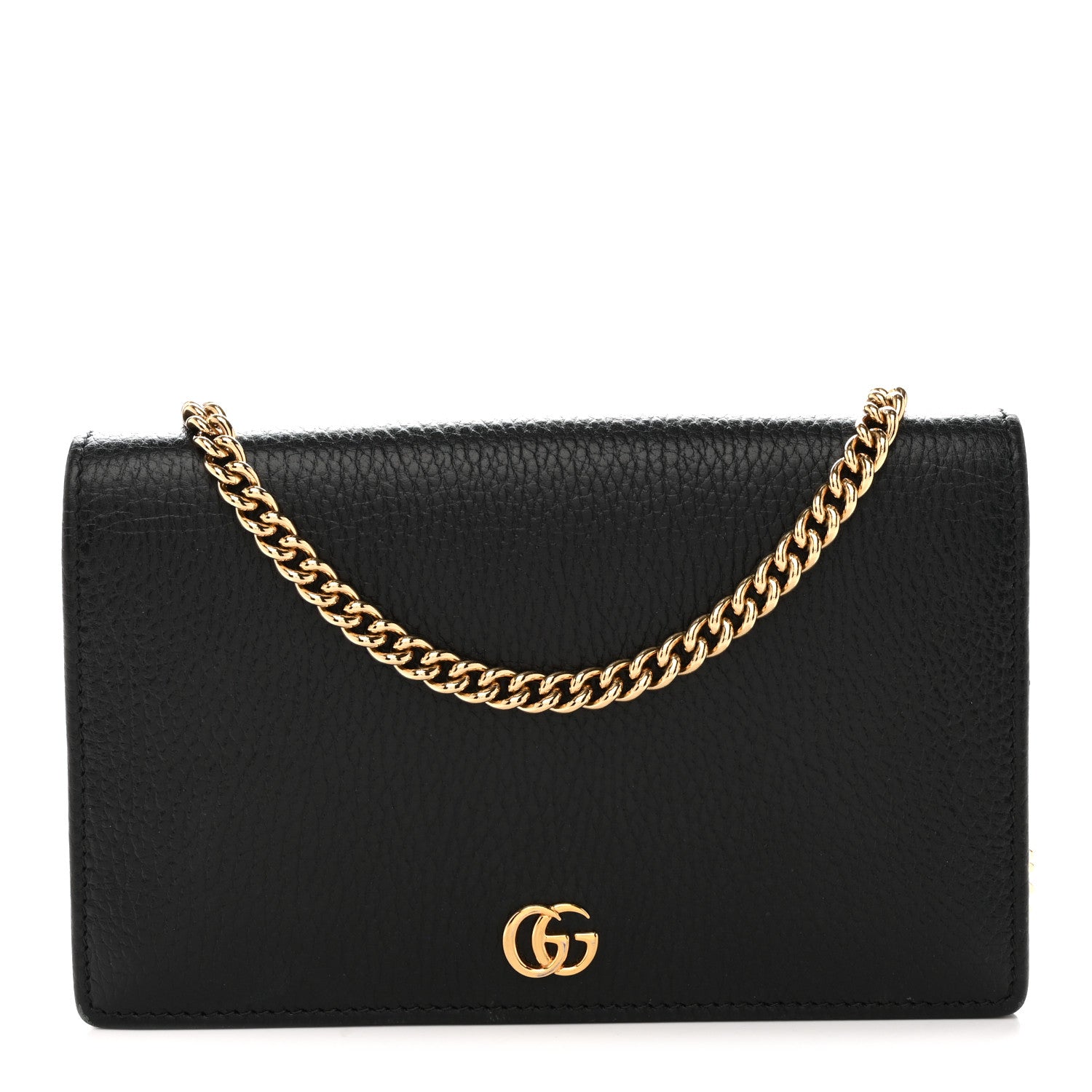 Dollar Calfskin Mini GG Marmont Chain Wallet Black