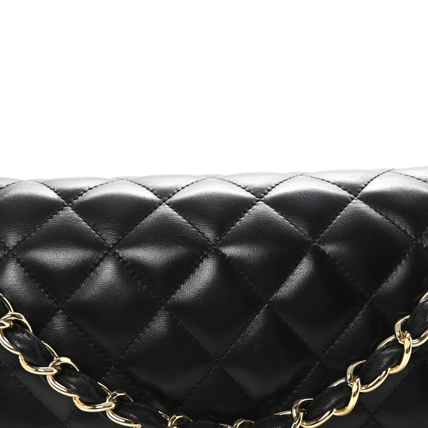Lambskin Quilted Jumbo Double Flap  Black