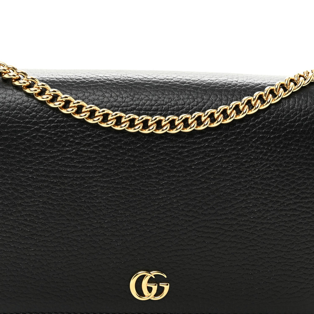 Calfskin Mini GG Marmont Chain Wallet Black