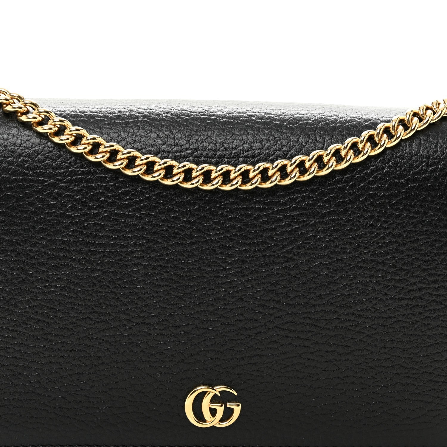 Calfskin Mini GG Marmont Chain Wallet Black
