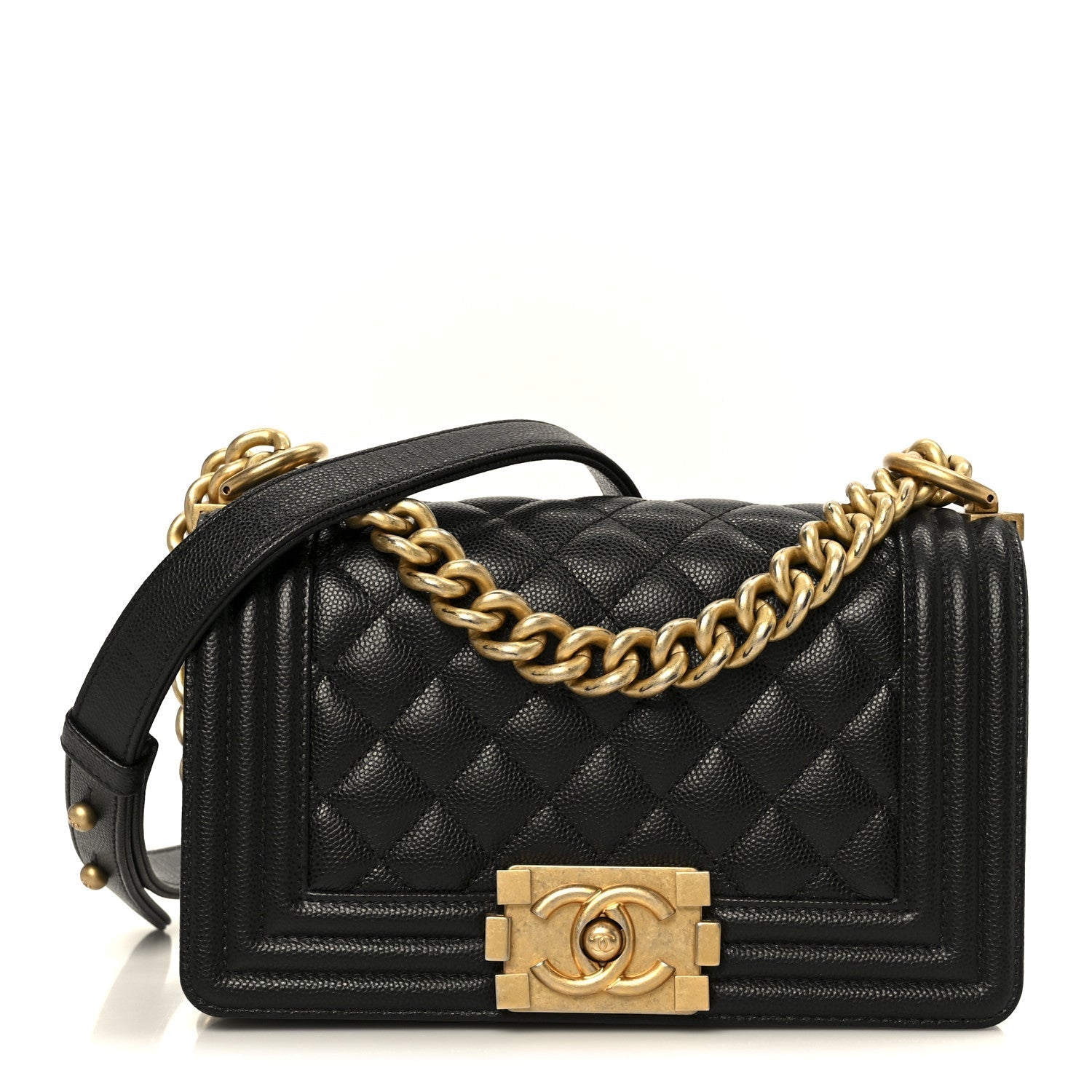 Caviar Quilted Small Boy Flap Black