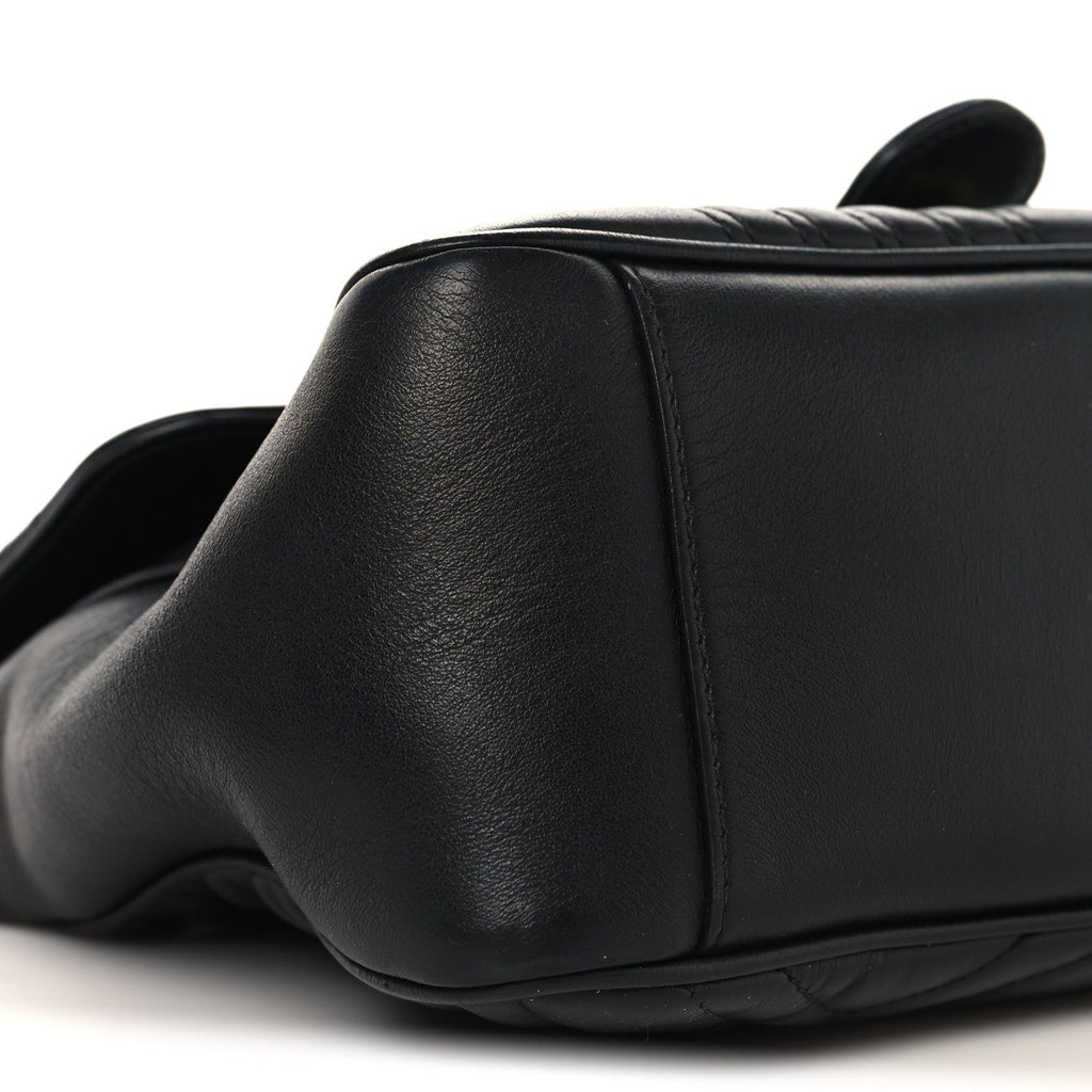 Calfskin Matelasse Small GG Marmont Top Handle Shoulder Bag Black
