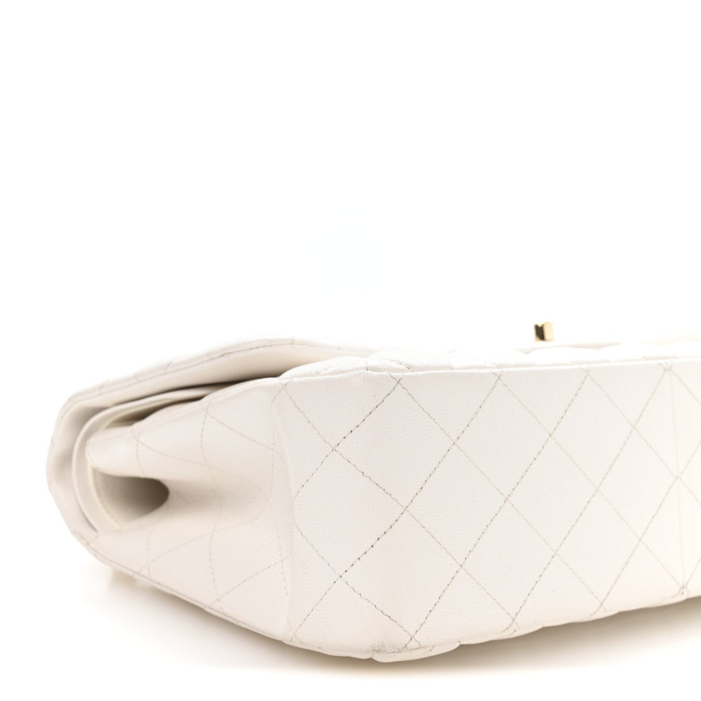 Caviar Quilted Jumbo Double Flap White