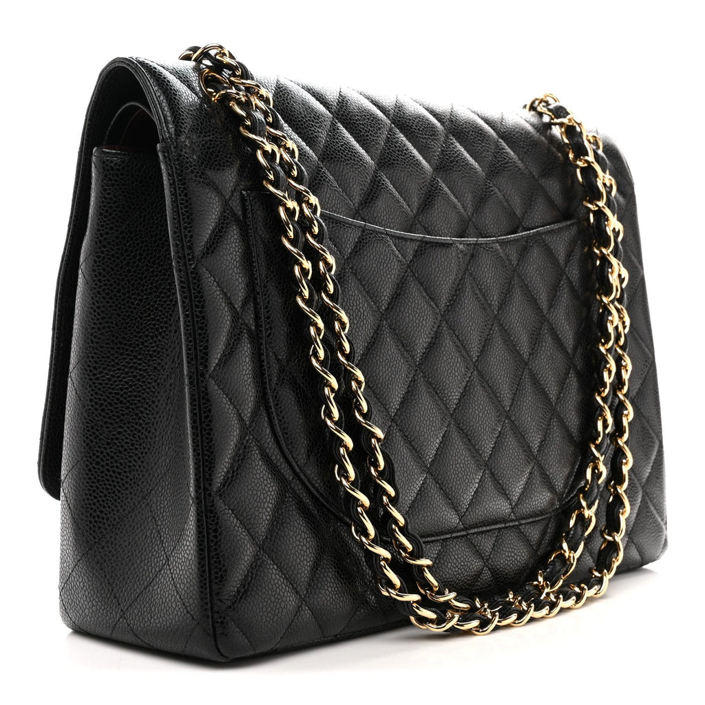 Caviar Quilted Maxi Double Flap Black