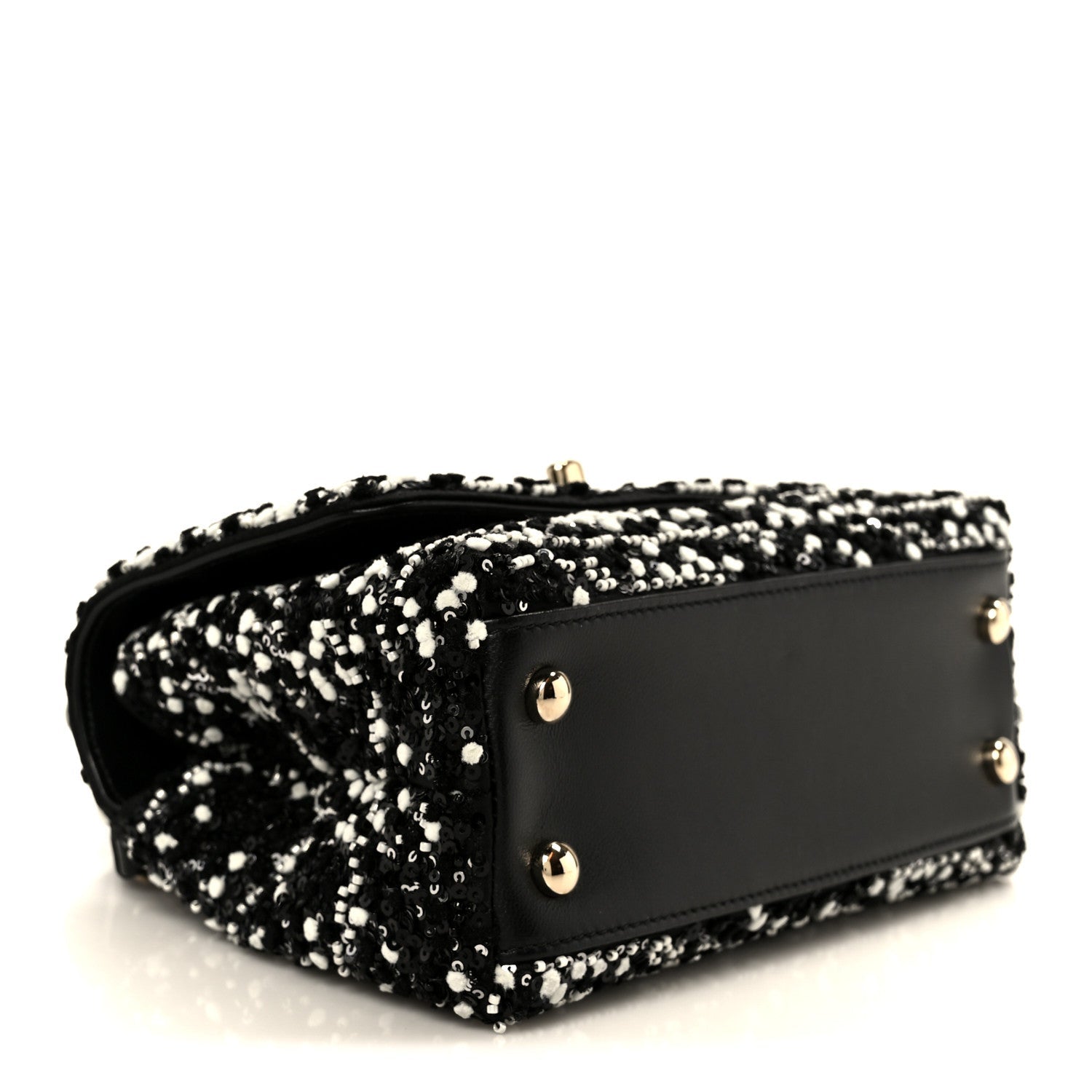 Lambskin Sequin Beaded Extra Mini Coco Handle Flap Black White