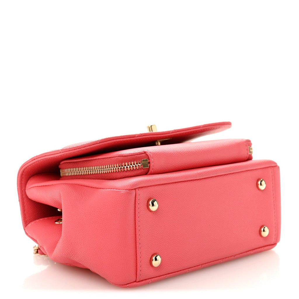 Caviar Quilted Small Business Affinity Flap Coral