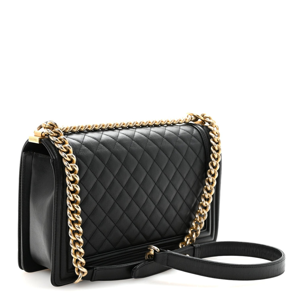 Calfskin Quilted New Medium Boy Flap Black