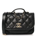 Caviar Quilted Business Affinity Clutch With Chain Black