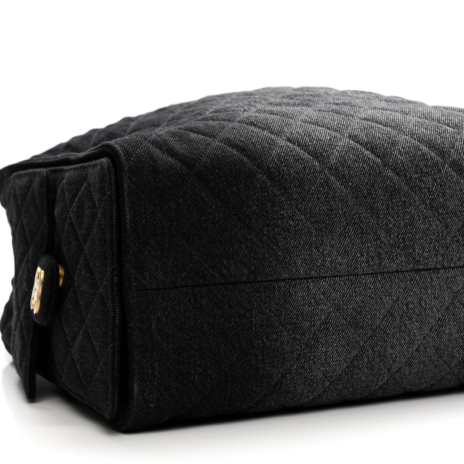 Washed Denim Quilted Large Chanel 25 Handbag Black