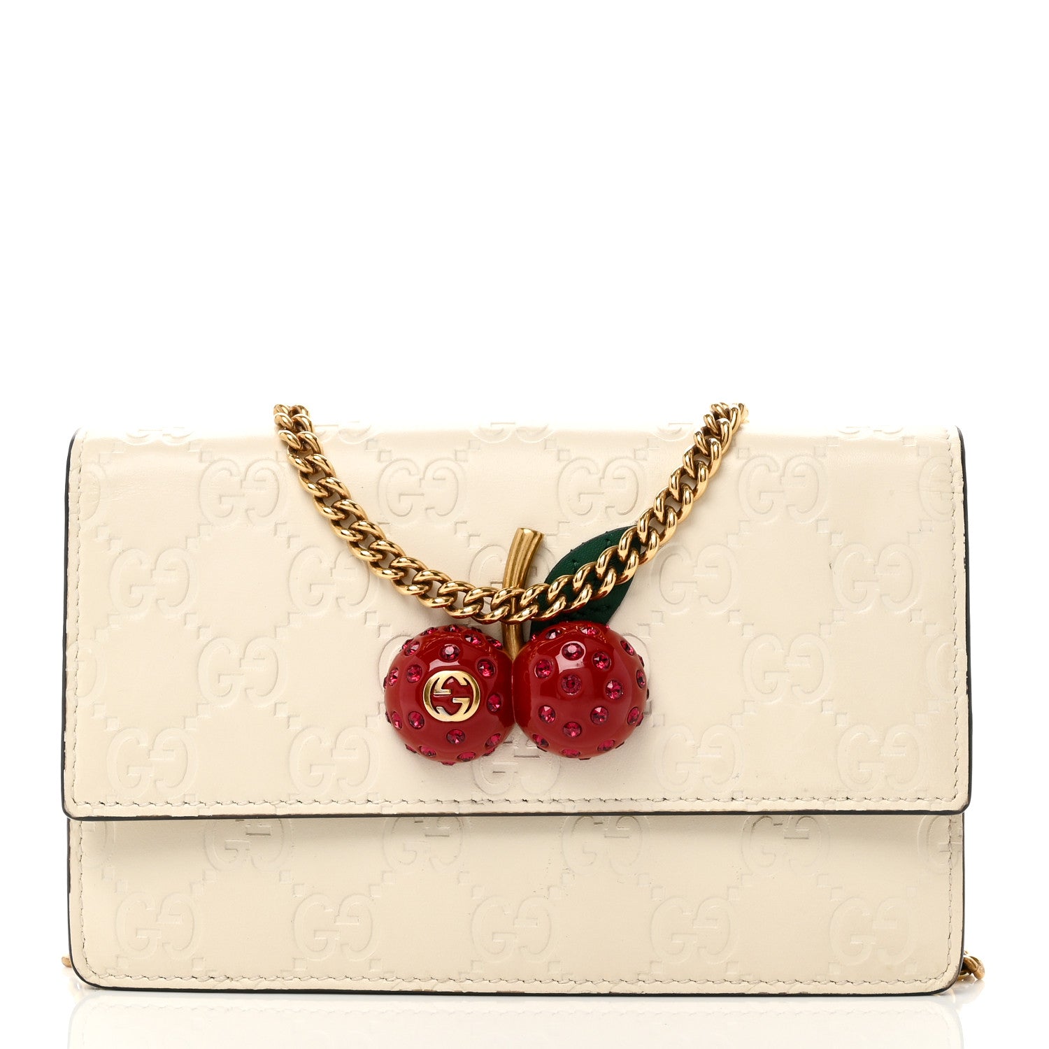 Guccissima Mini Cherry Chain Bag White