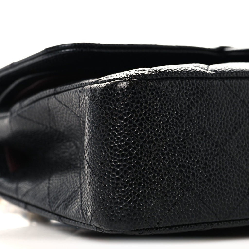 Caviar Quilted Medium Double Flap Black