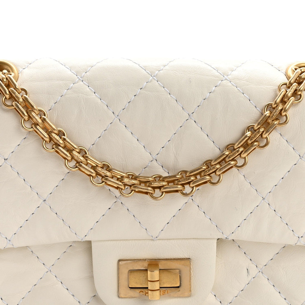 Aged Calfskin Quilted 2.55 Reissue Mini Flap White
