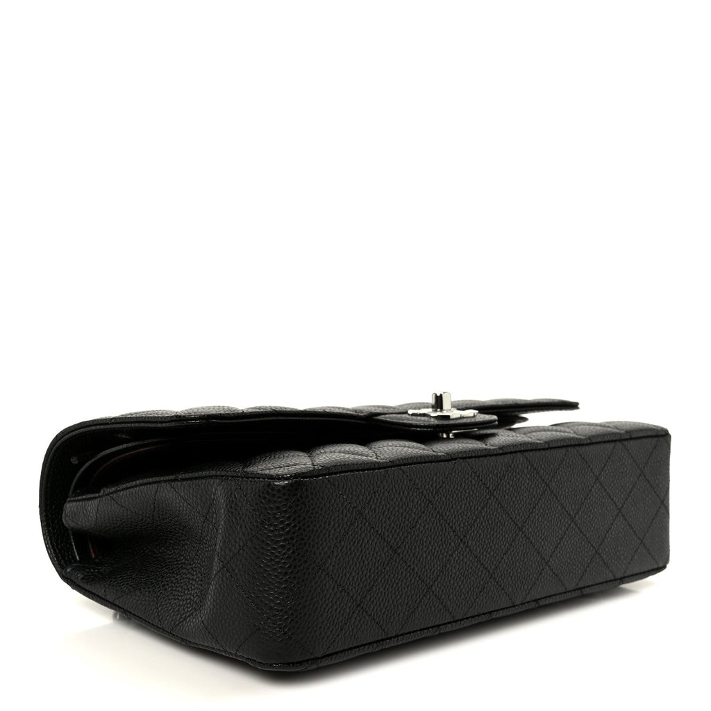 Caviar Quilted Medium Double Flap Black