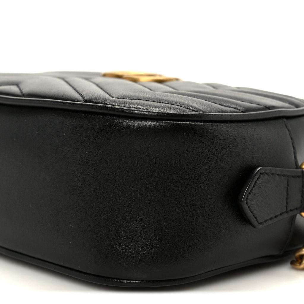 Calfskin Matelasse Mini GG Marmont Chain Shoulder Bag Black