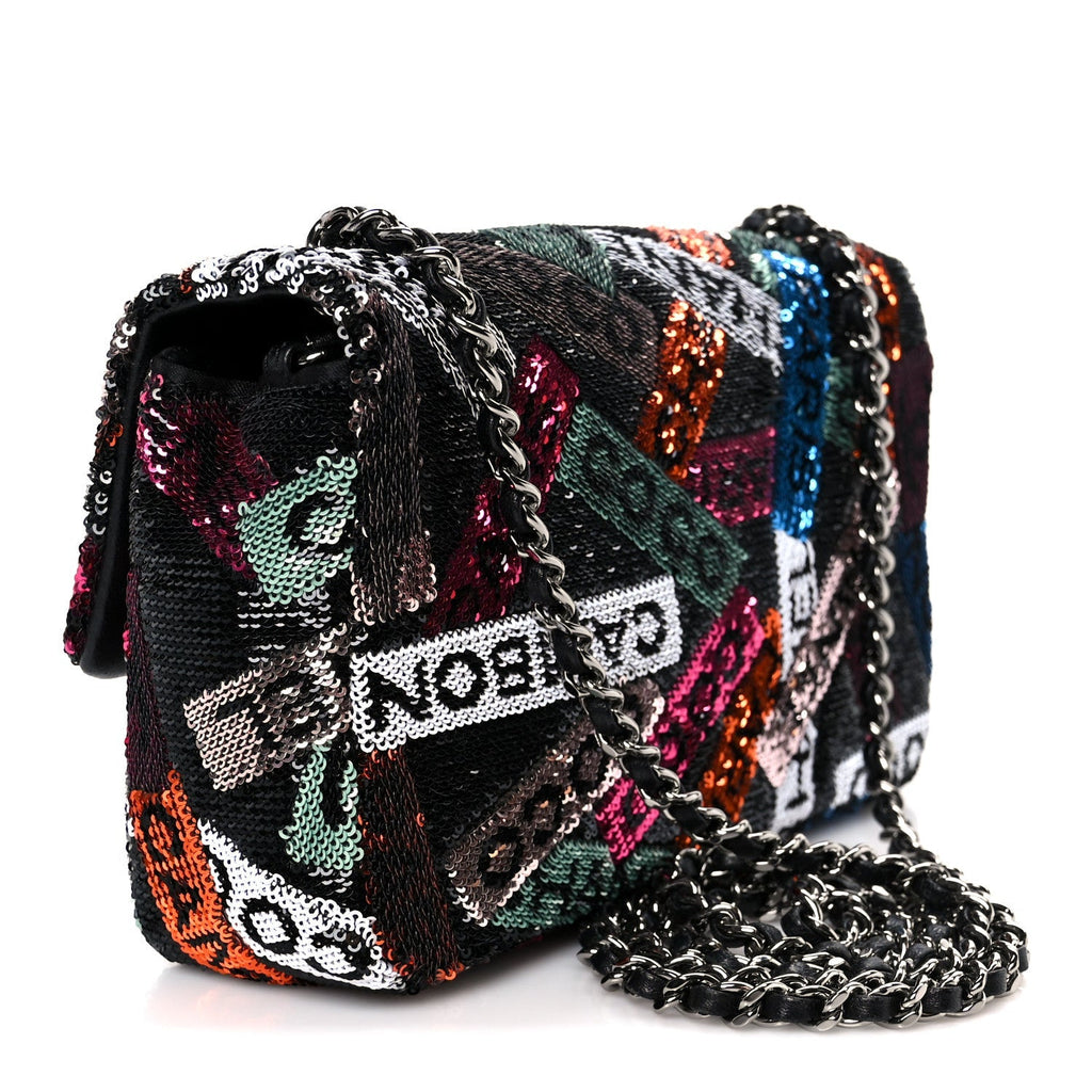 Sequin Logo Small Flap Ruthenium Multicolor
