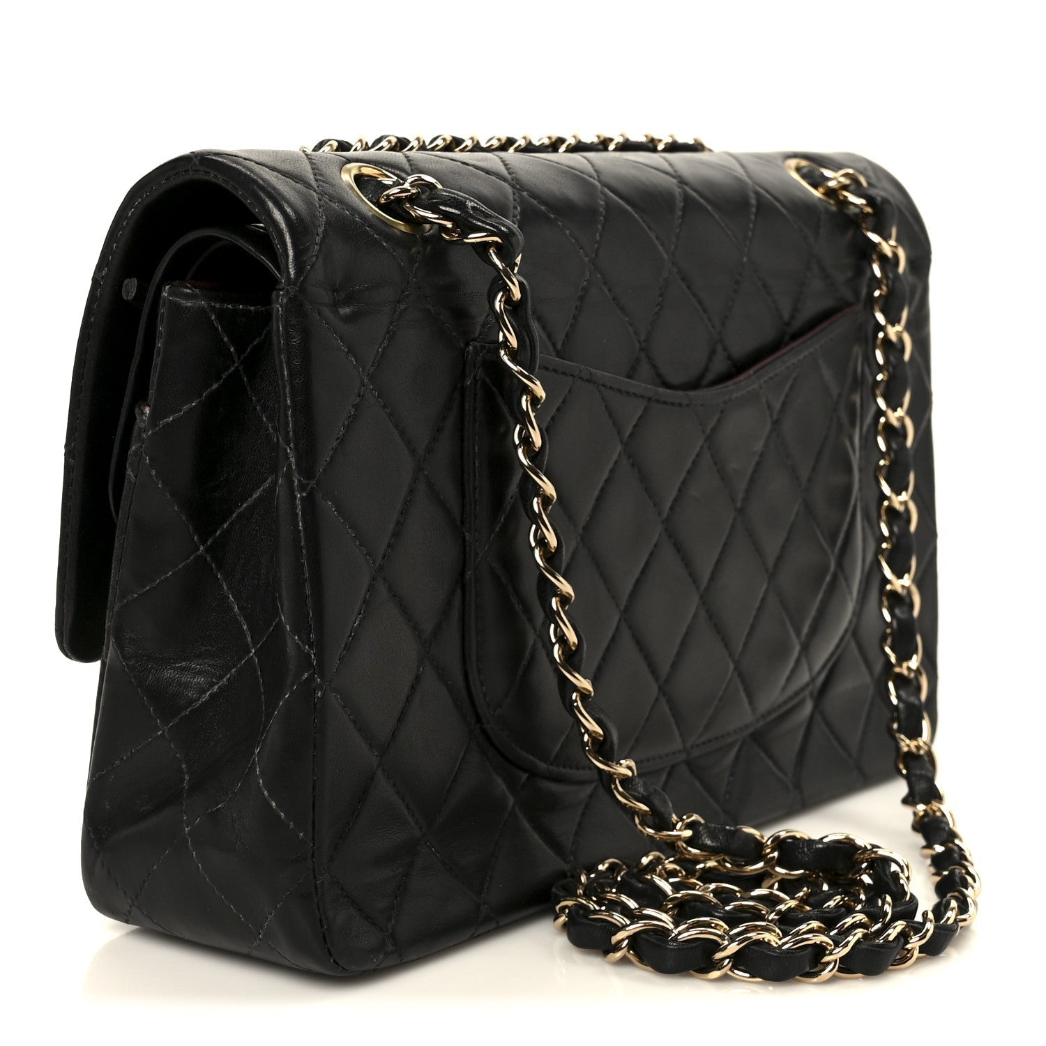 Lambskin Quilted Medium Double Flap Black
