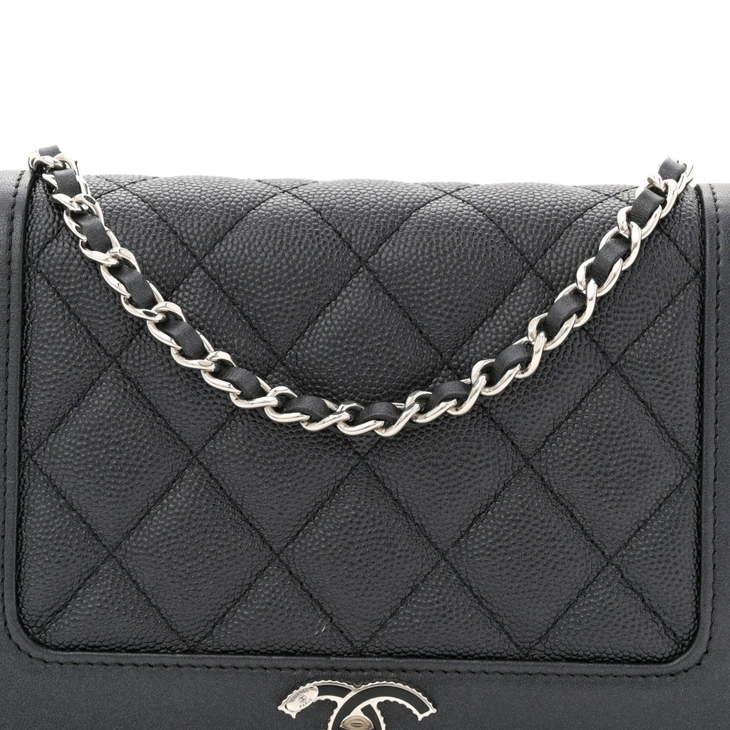 Caviar Quilted Vintage Mademoiselle Wallet On Chain WOC Black