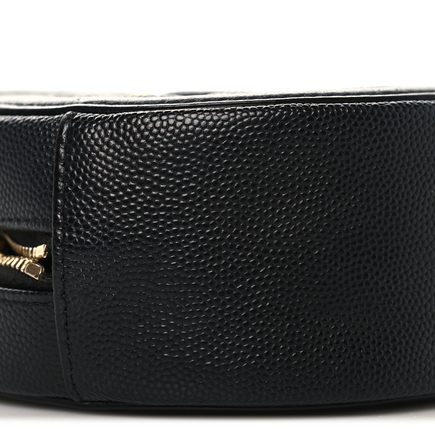 Caviar Quilted Round Filigree Crossbody Black