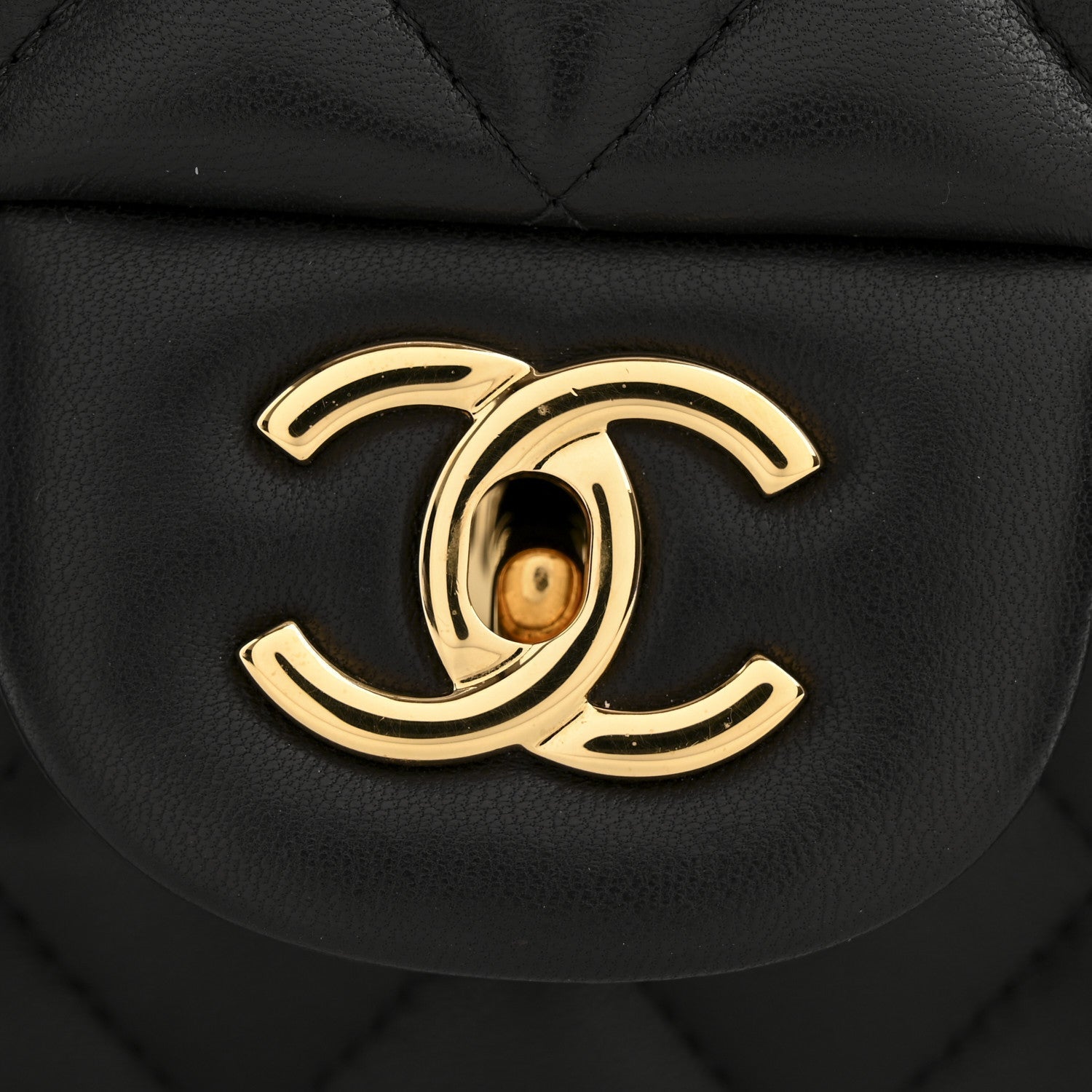 Lambskin Quilted Jumbo Double Flap Black