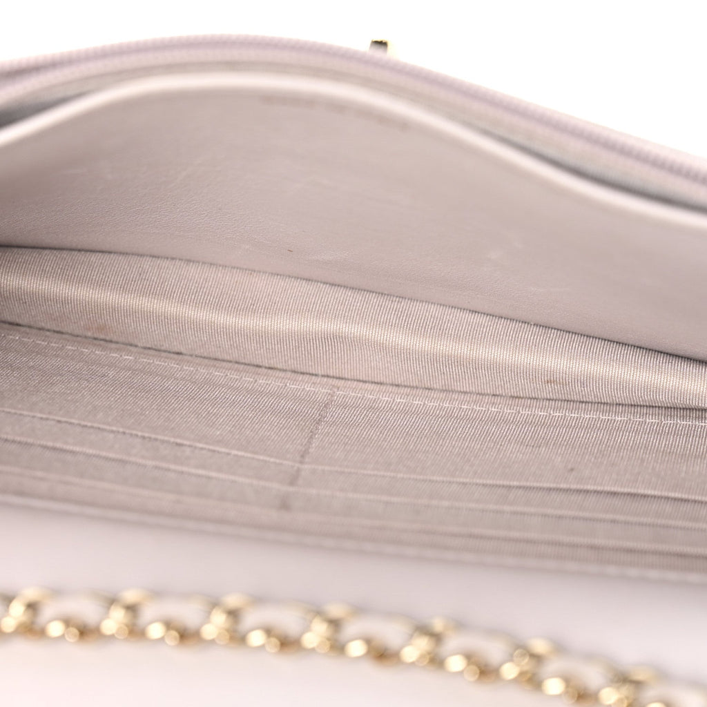 Lambskin Quilted Trendy CC Wallet On Chain WOC Lilac
