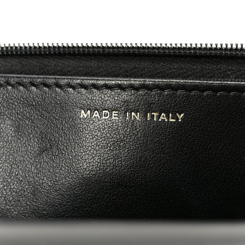 Shiny Lambskin Quilted CC Pearl Wallet on Chain WOC Black