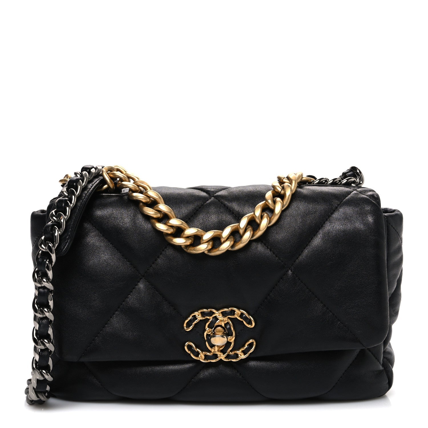 Lambskin Quilted Medium Chanel 19 Flap Black