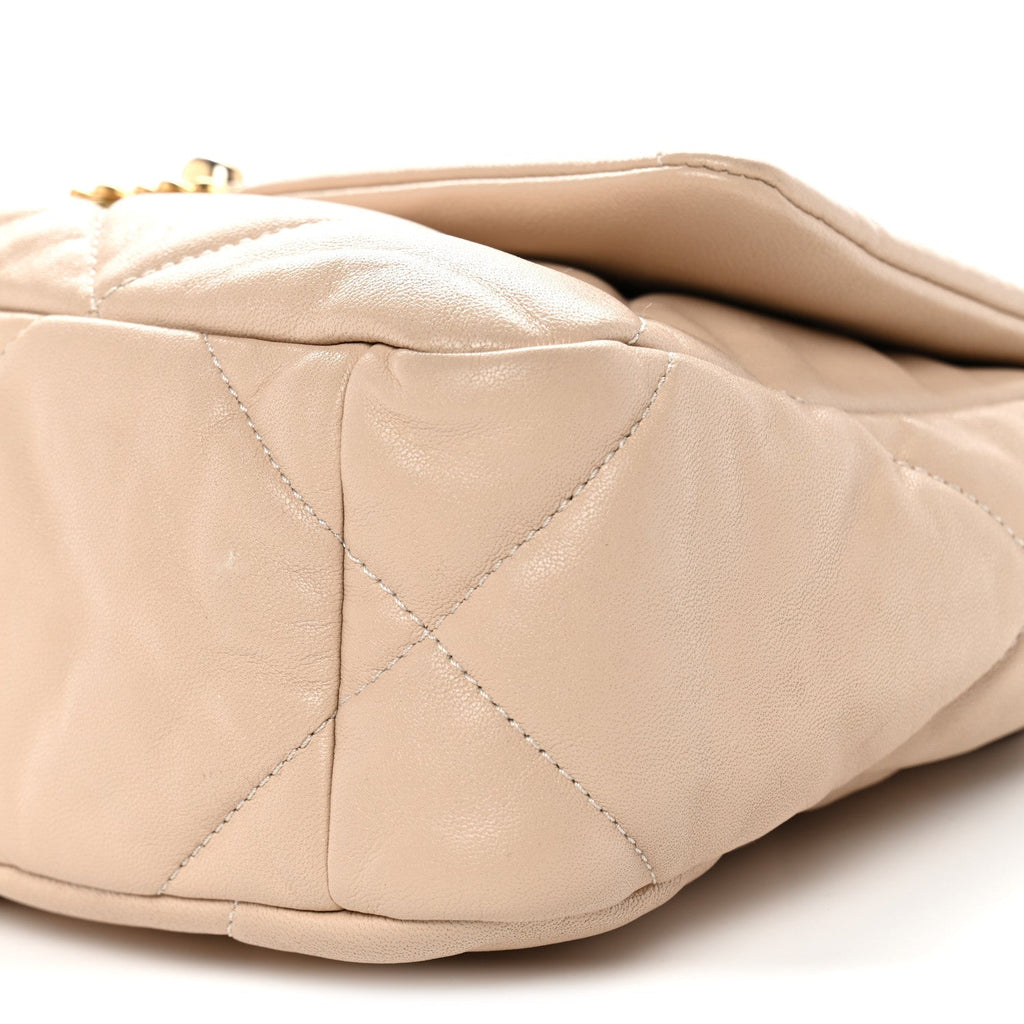 Lambskin Quilted Medium Chanel 19 Flap Beige