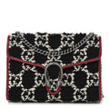 Tweed GG Monogram Mini Dionysus Chain Wallet Black White Romantic Cherry