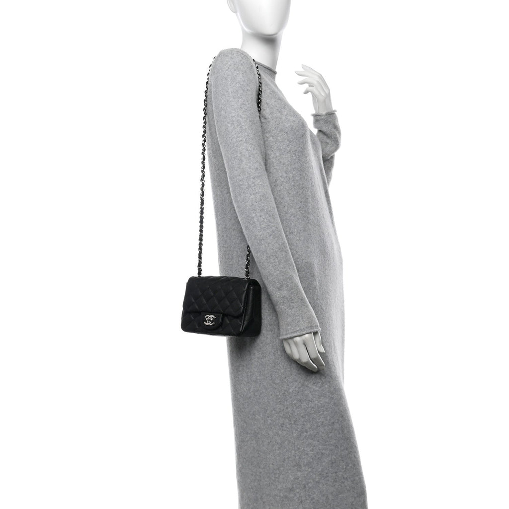 Caviar Quilted Mini Square Flap Black