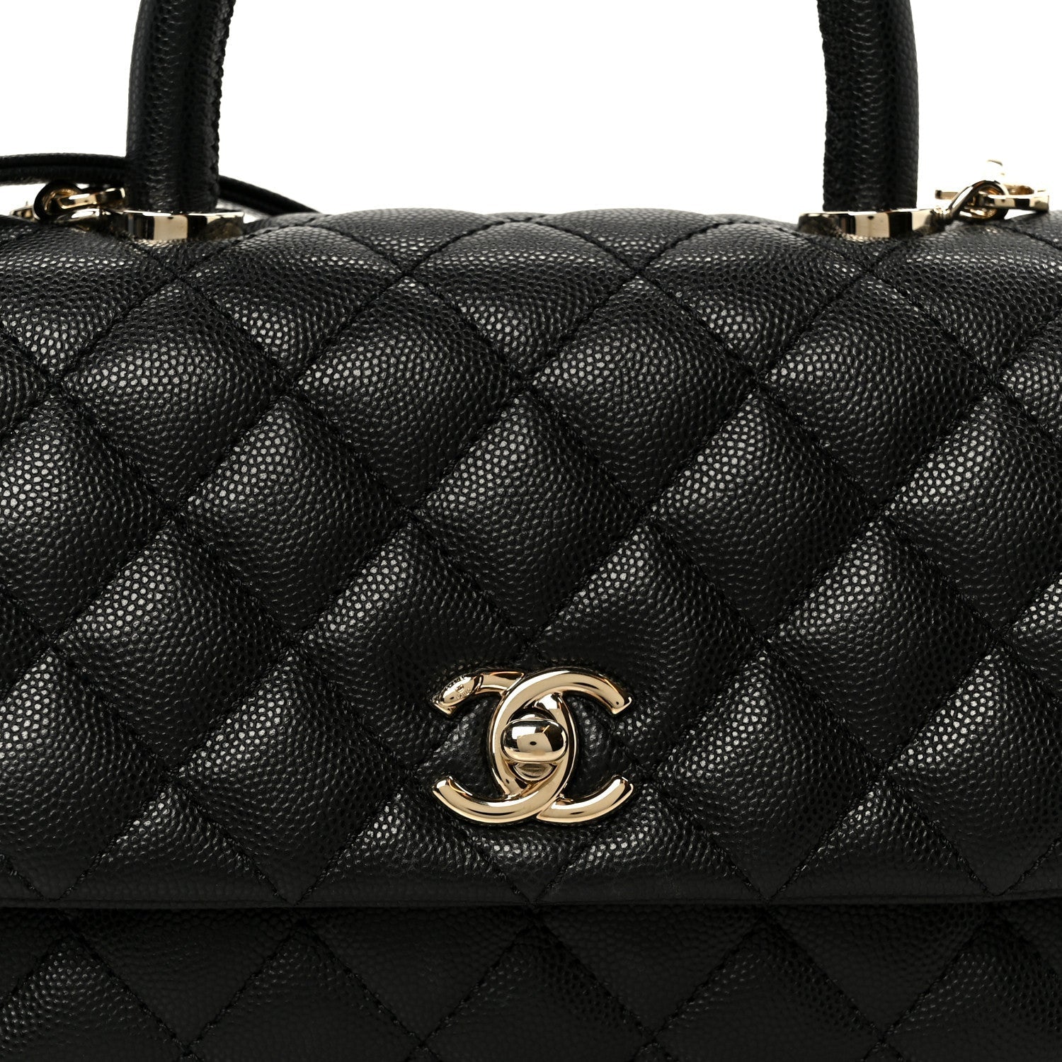 Caviar Quilted Mini Coco Handle Flap Black