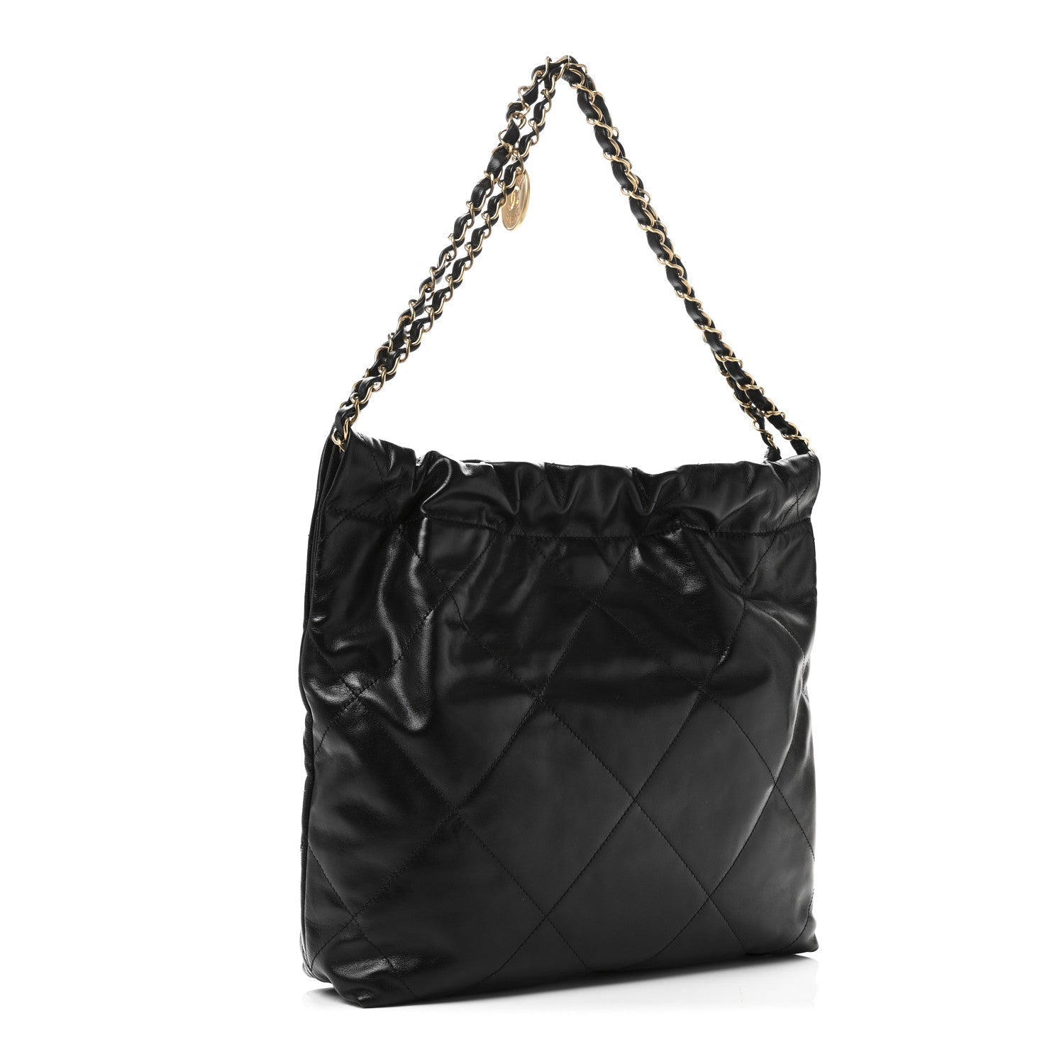 Shiny Calfskin Quilted Small Chanel 22 Black