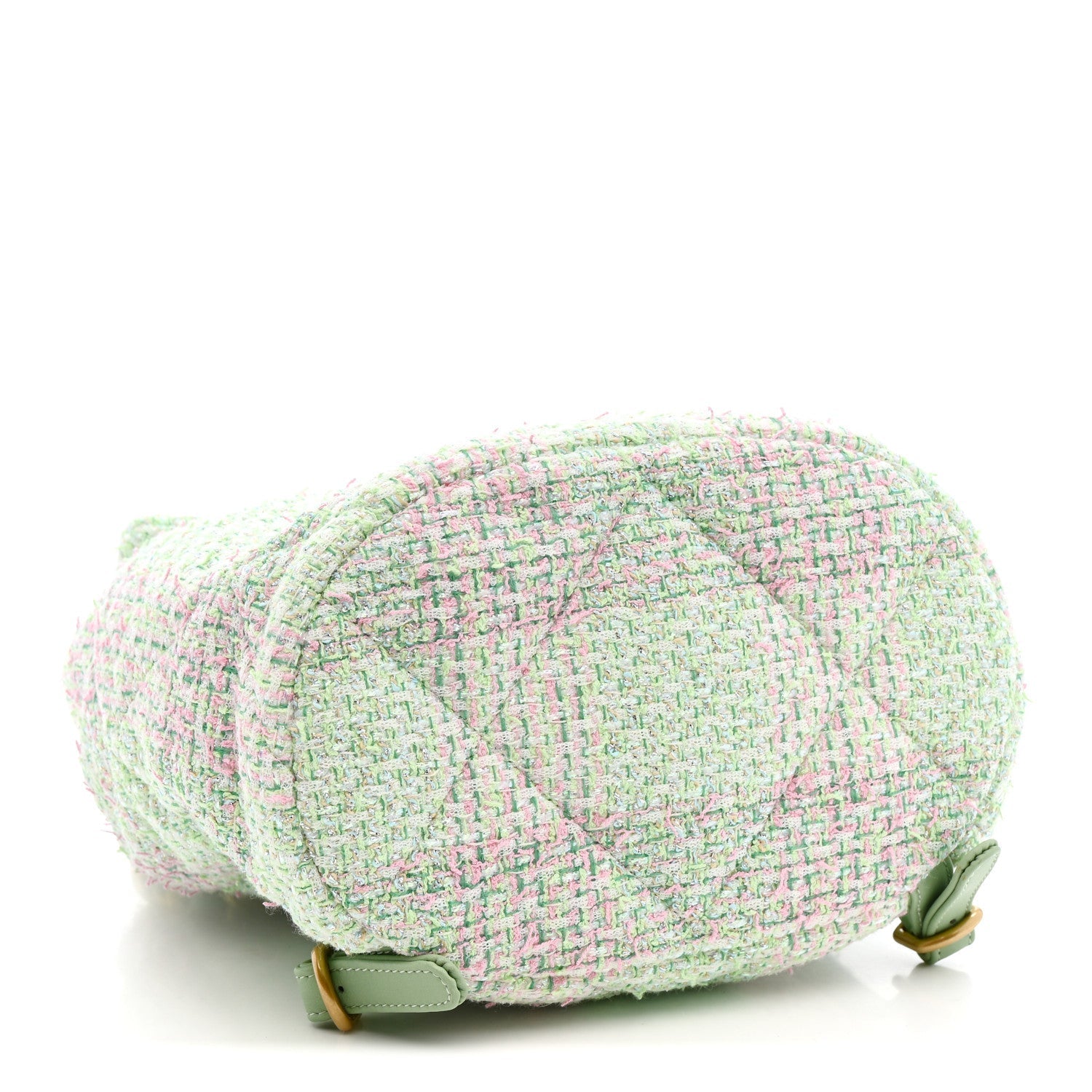 Tweed Quilted Chanel 19 Backpack Green Pink