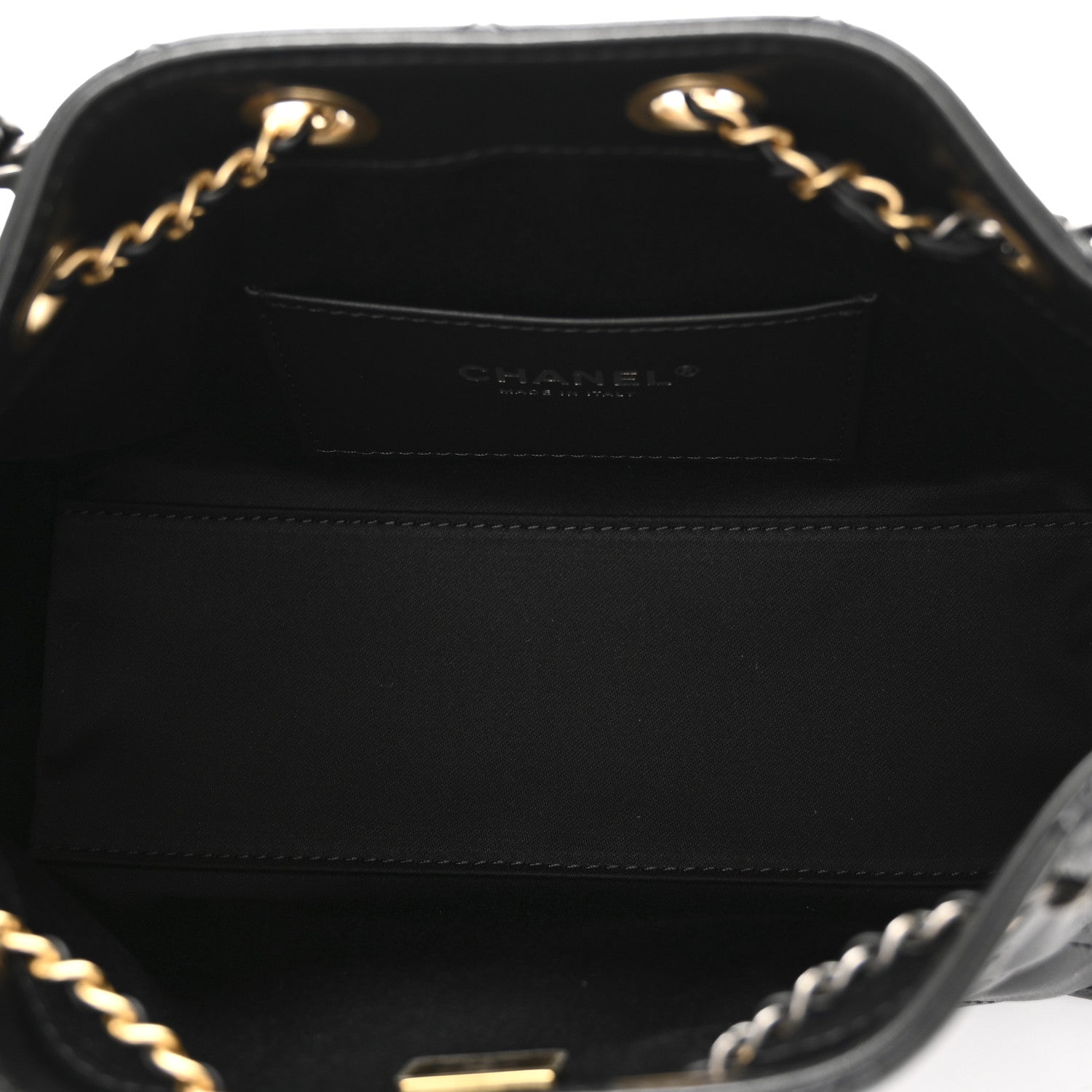 Shiny Crumpled Quilted Mini Chanel 25 Handbag Black