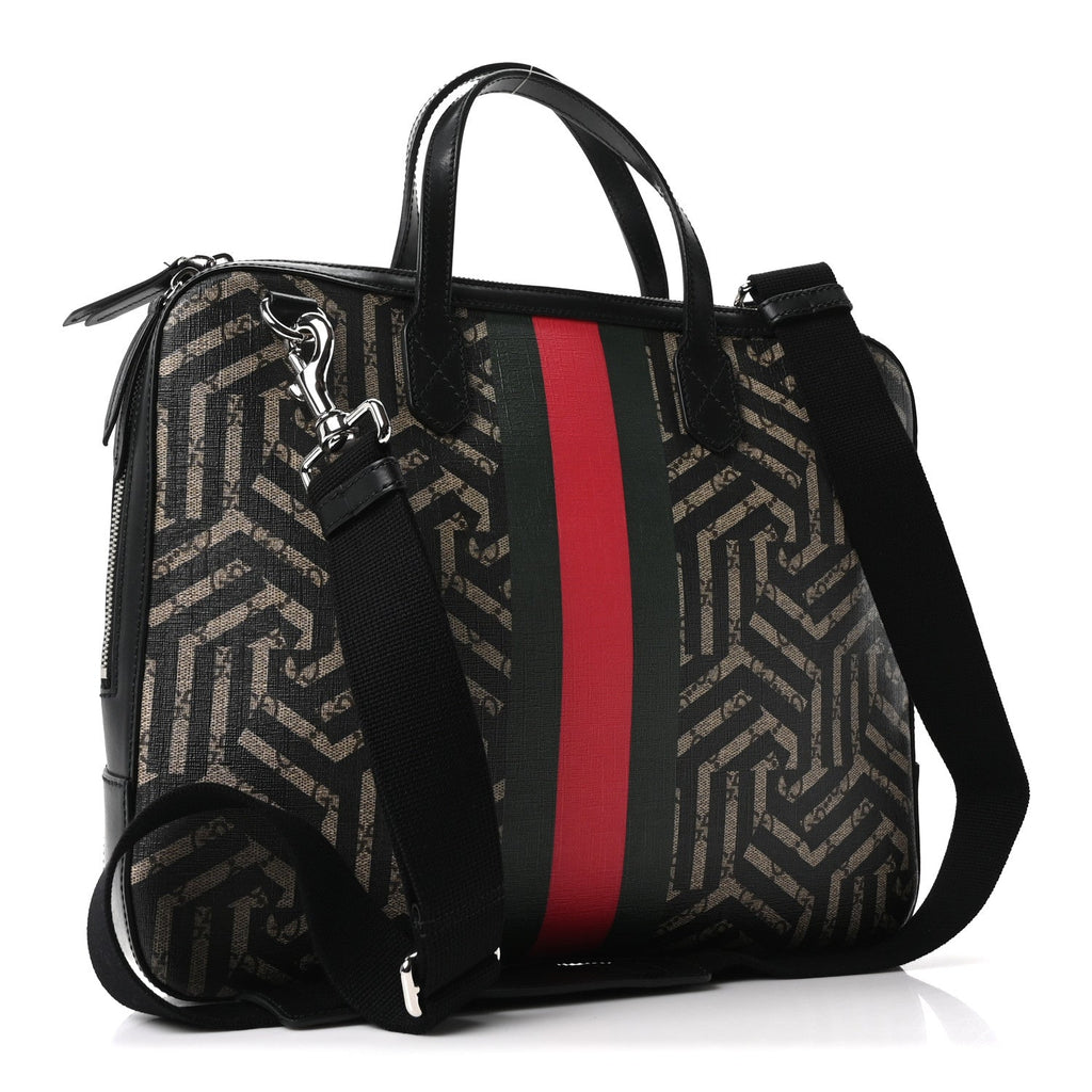 GG Supreme Monogram Caleido Web Briefcase Black