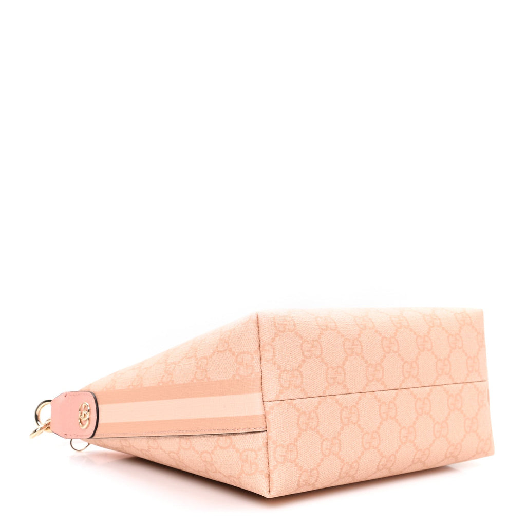 GG Supreme Monogram Textured Calfskin Web Super Mini Ophidia Shoulder Bag Pink