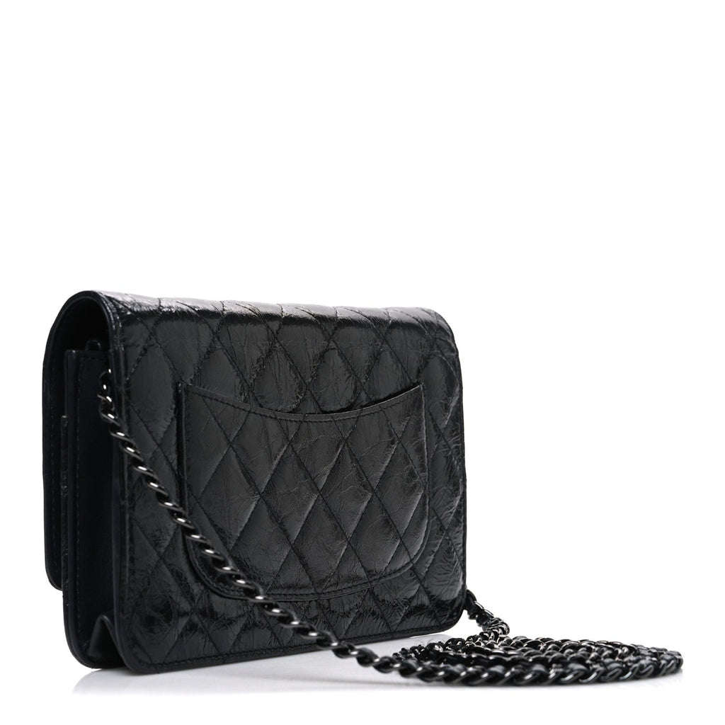 Glazed Aged Calfskin Reissue Wallet On Chain WOC So Black