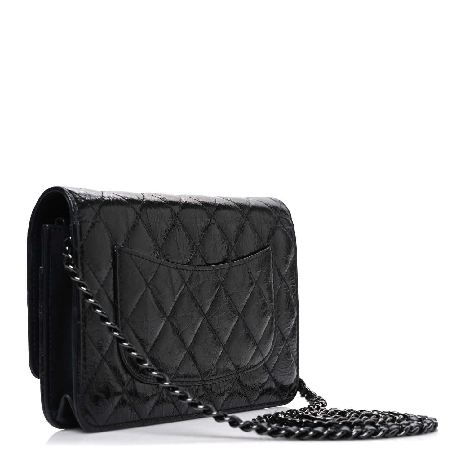 Glazed Aged Calfskin Reissue Wallet On Chain WOC So Black