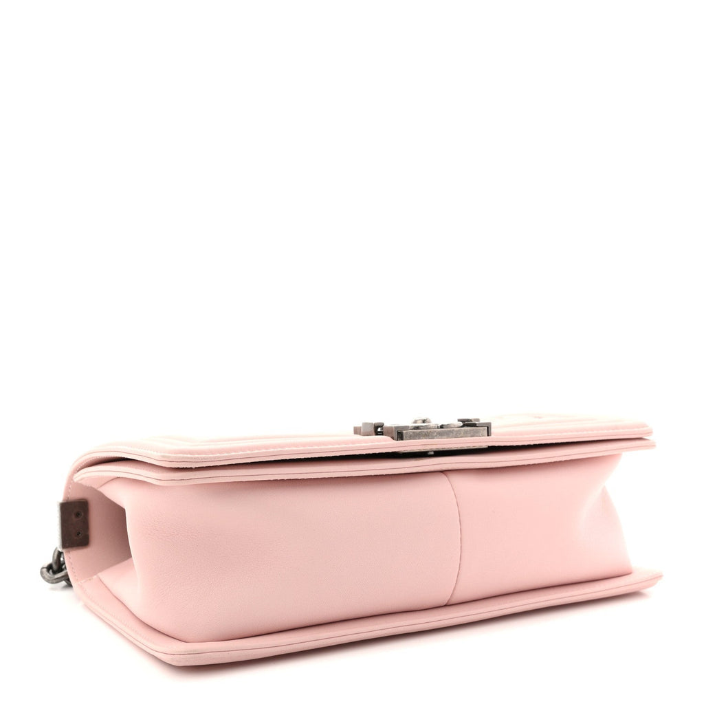 Calfskin Quilted Medium Boy Flap Light Pink
