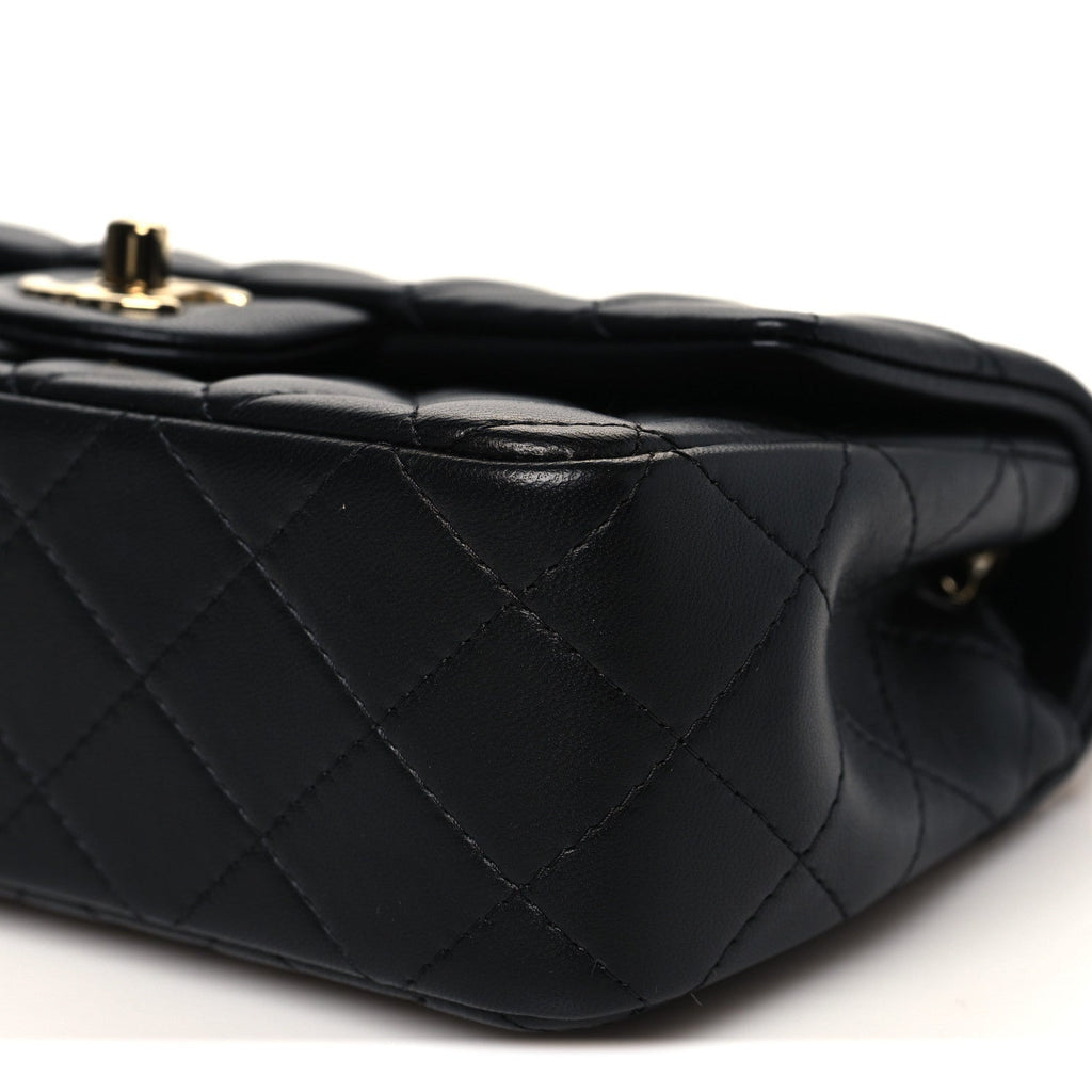 Lambskin Quilted Mini Rectangular Flap Black