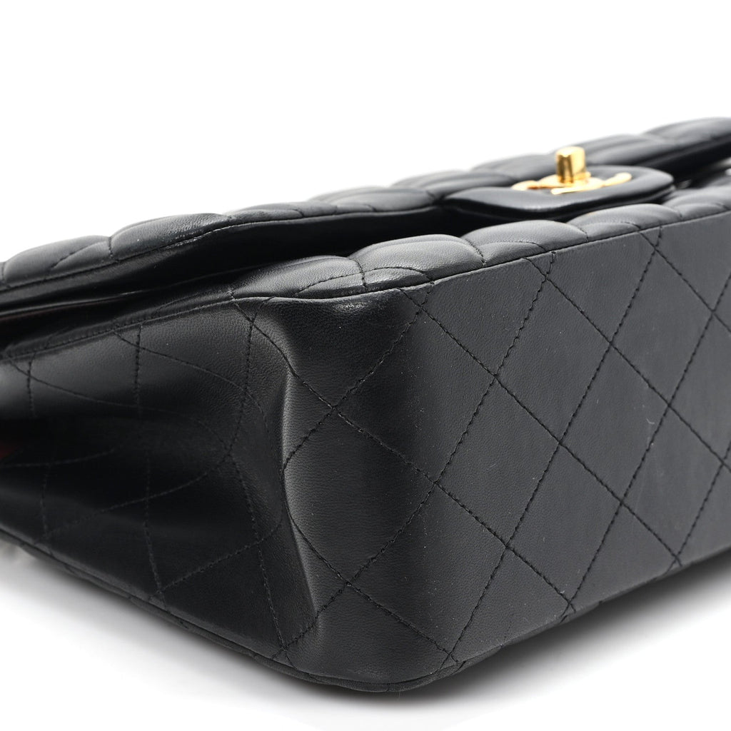 Lambskin Quilted Jumbo Double Flap Black