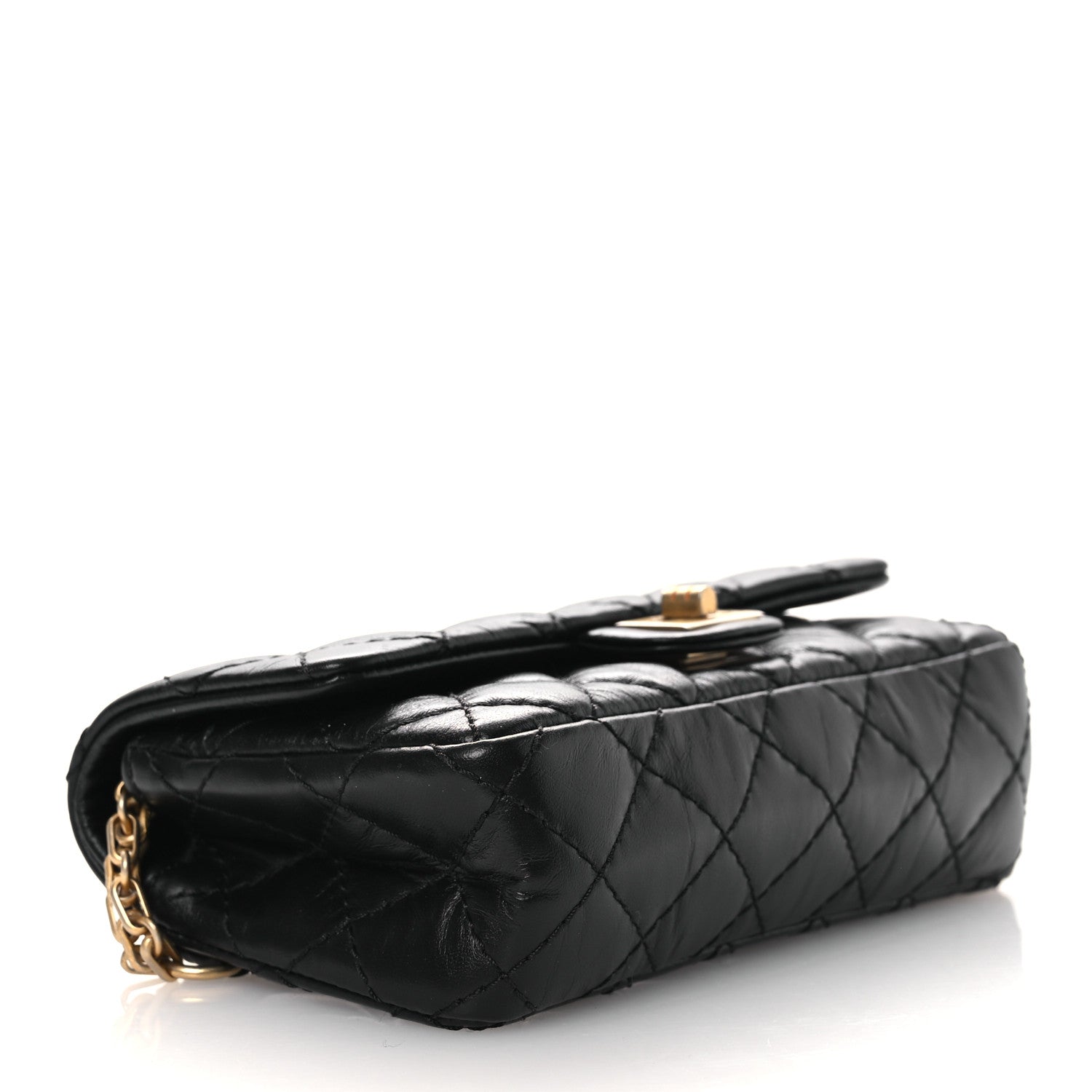 Aged Calfskin Quilted 2.55 Reissue Flap Belt Bag Clutch Black