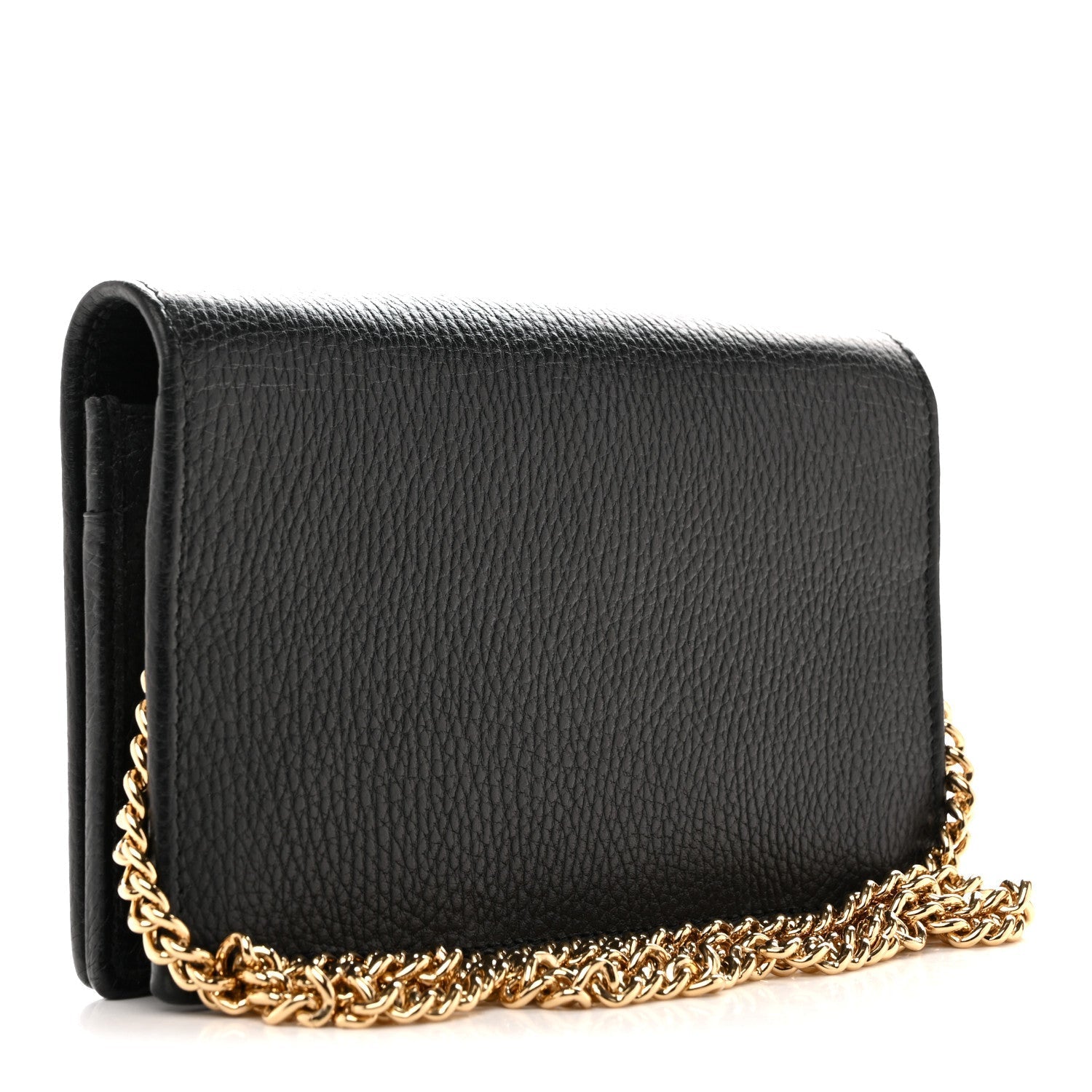 Dollar Calfskin Mini GG Marmont Chain Wallet Black