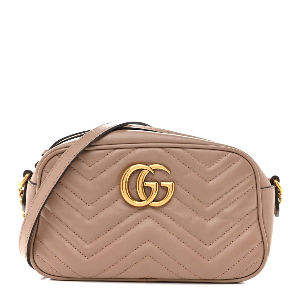 Calfskin Matelasse Small GG Marmont Chain Shoulder Bag Porcelain Rose